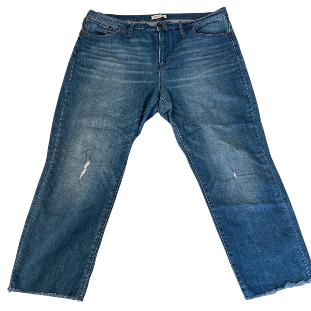 Madewell High Rise Slim Crop Boyjean with Distressed Details